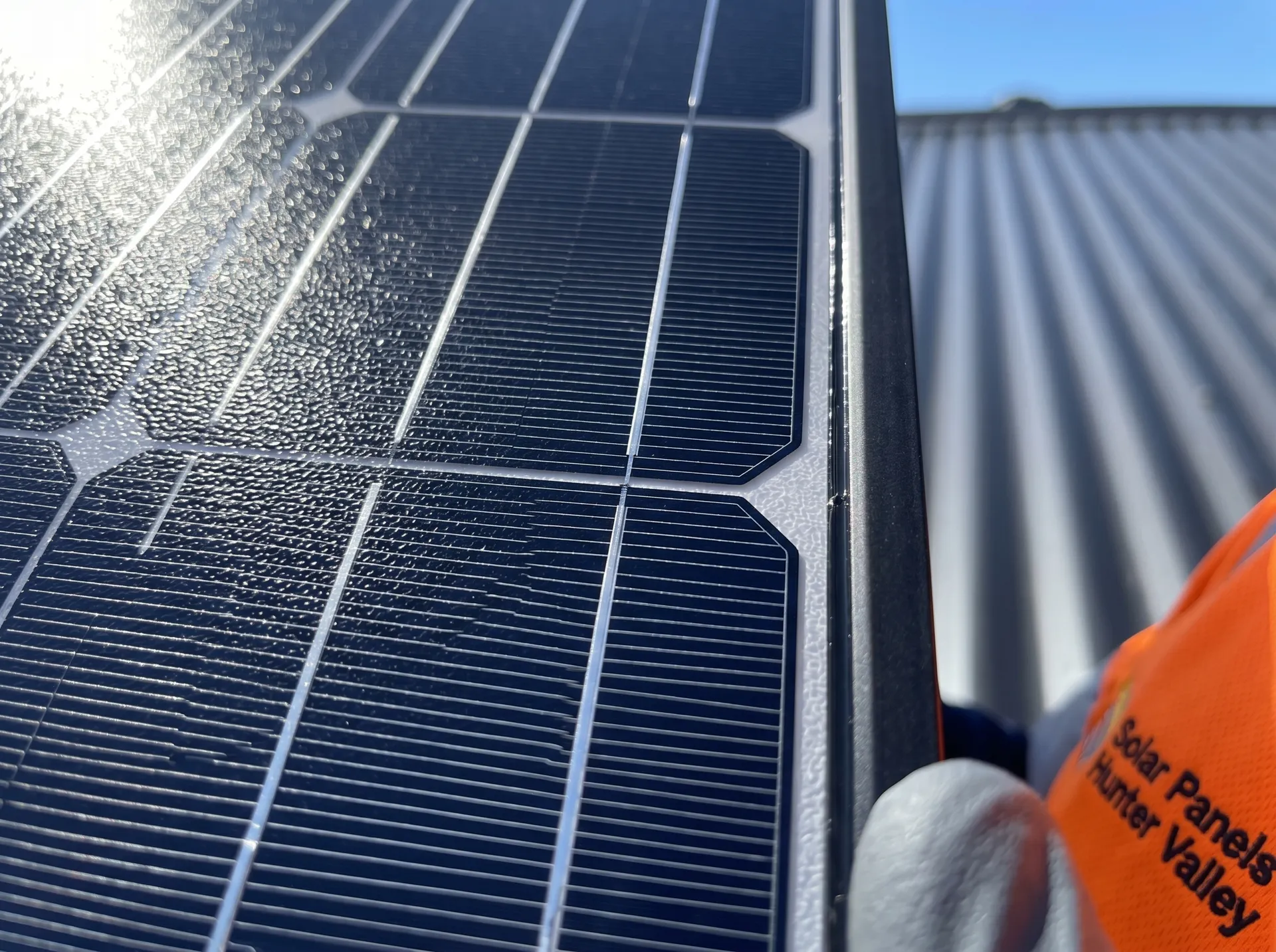 Close-up of solar panel cells