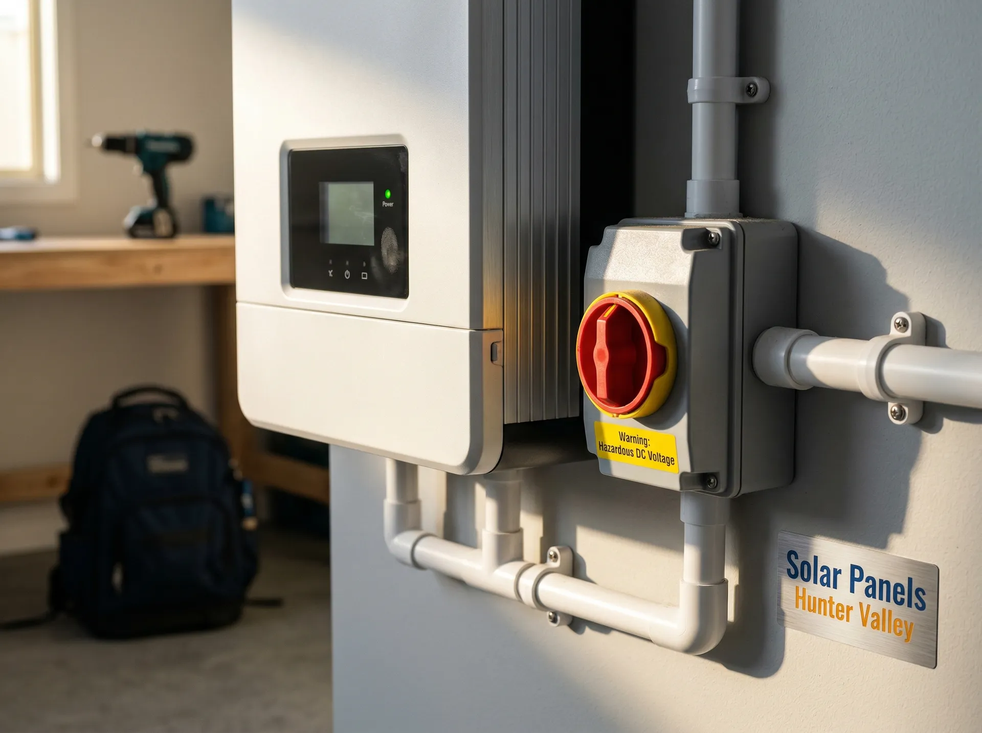 Wall-mounted solar inverter installation