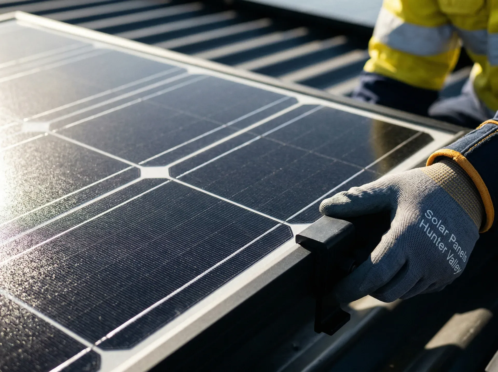 Close-up of photovoltaic cells on a solar panel